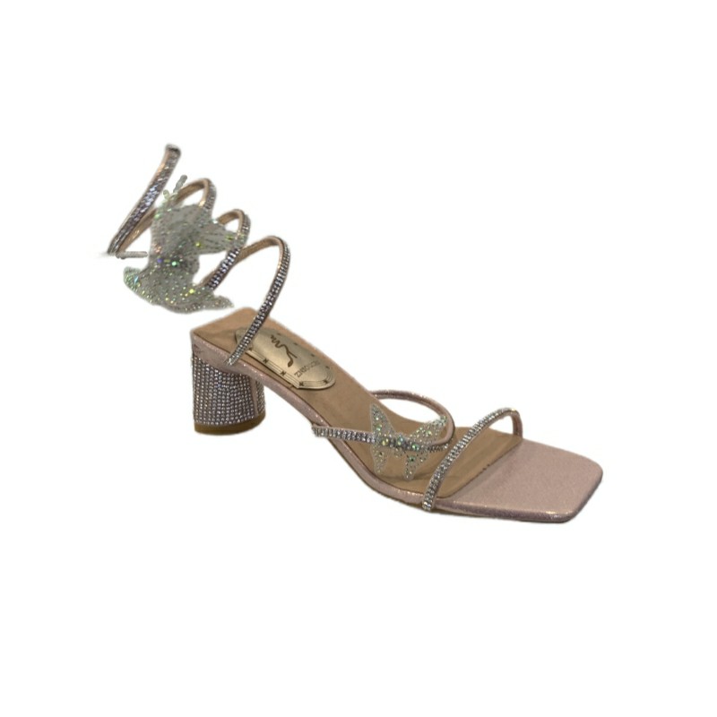 GUGUWU Women's 2025 New Rhinestone Strappy Roman Sandals Summer Open Toe Chunky Heel - Image 5