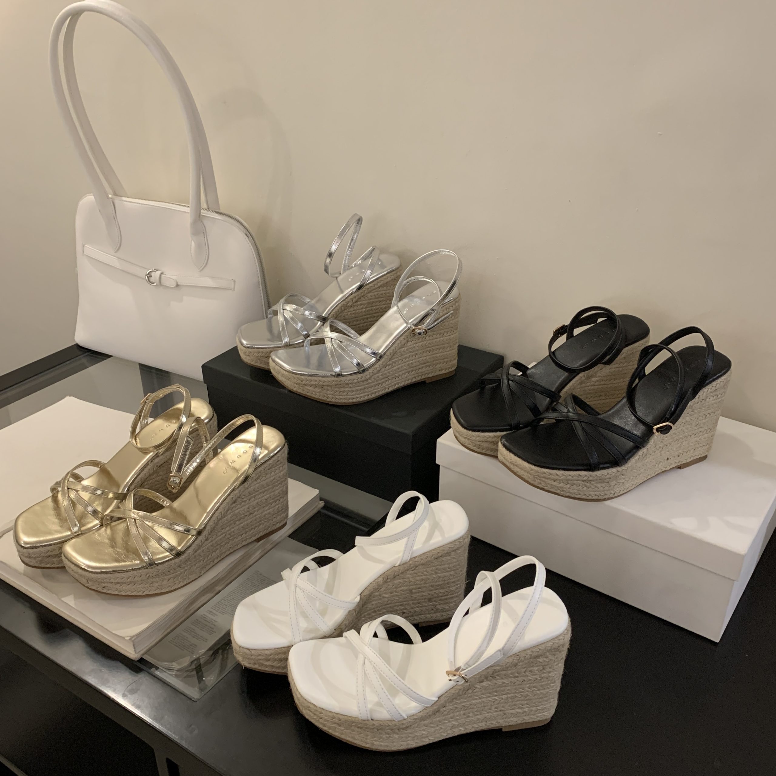 Women's Summer Platform Wedge Sandals with Braided Straw Sole, Open Toe, Strappy Roman Style, Black Silver Gold White, EU 35-39 - Image 2
