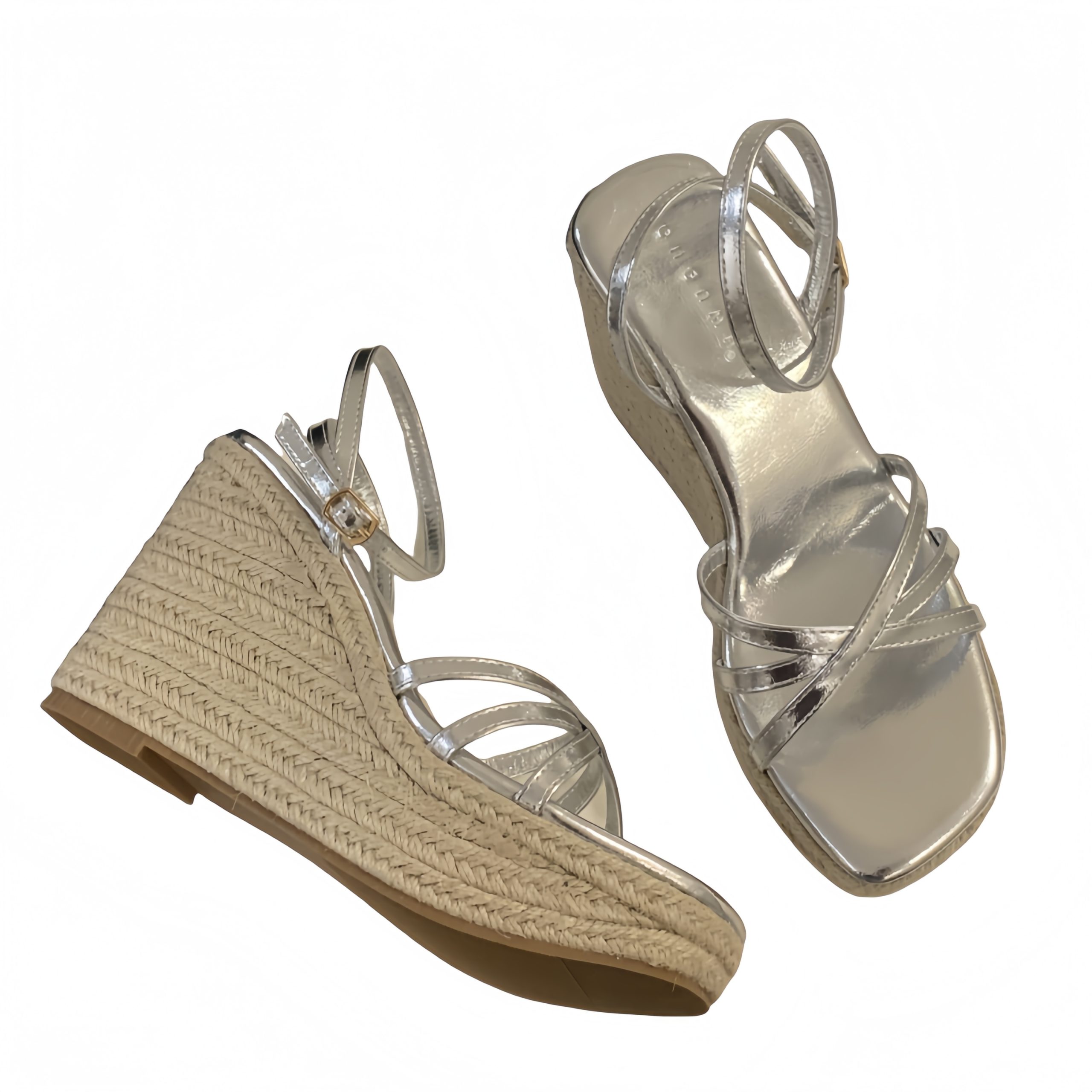 Women's Summer Platform Wedge Sandals with Braided Straw Sole, Open Toe, Strappy Roman Style, Black Silver Gold White, EU 35-39 - Image 5