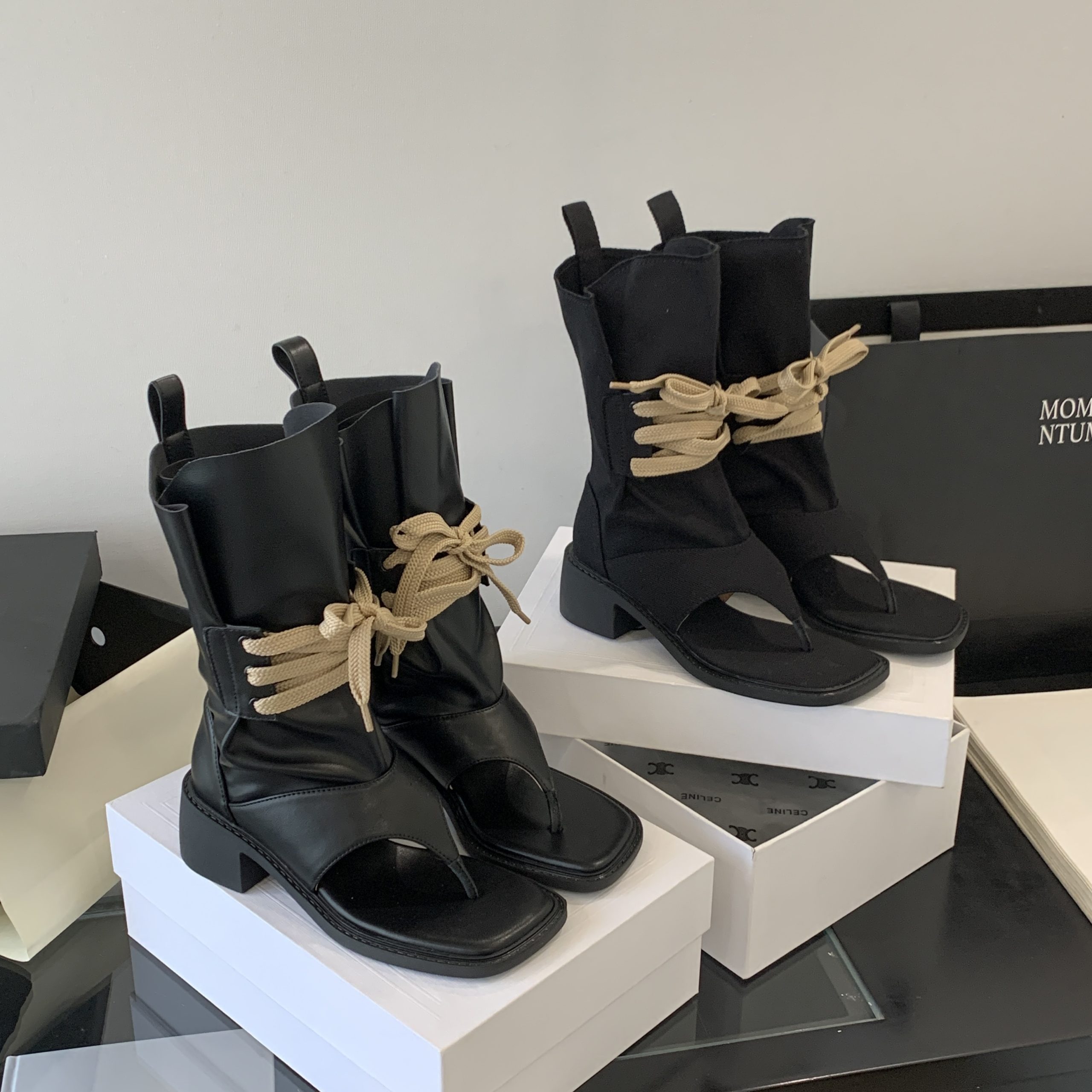 2025 Summer Thick Sole Platform Open Toe Roman Sandals for Women Chunky Heel Strappy Slide Shoes