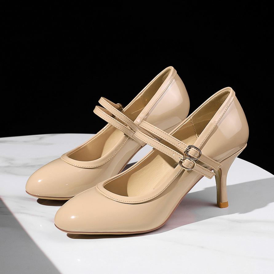 French Style Women's High Heel Mary Jane Shoes with Buckle Strap, Patent Leather, Comfortable, Wedding Shoes - Image 4