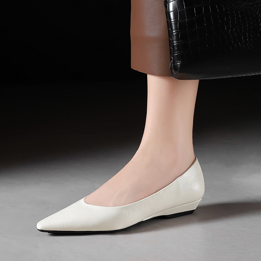 Vintage Hepburn Style Low Heel Commuter Slope Shoes for Women - Shallow Mouth Slip-On Pointed Toe