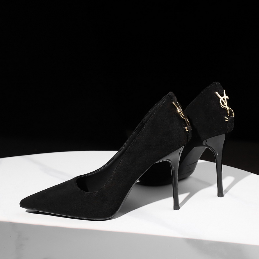 French Style Pointed Toe Women's High Heel Shoes Black Suede Daily Commute Elegant Low Cut Heels - Image 4