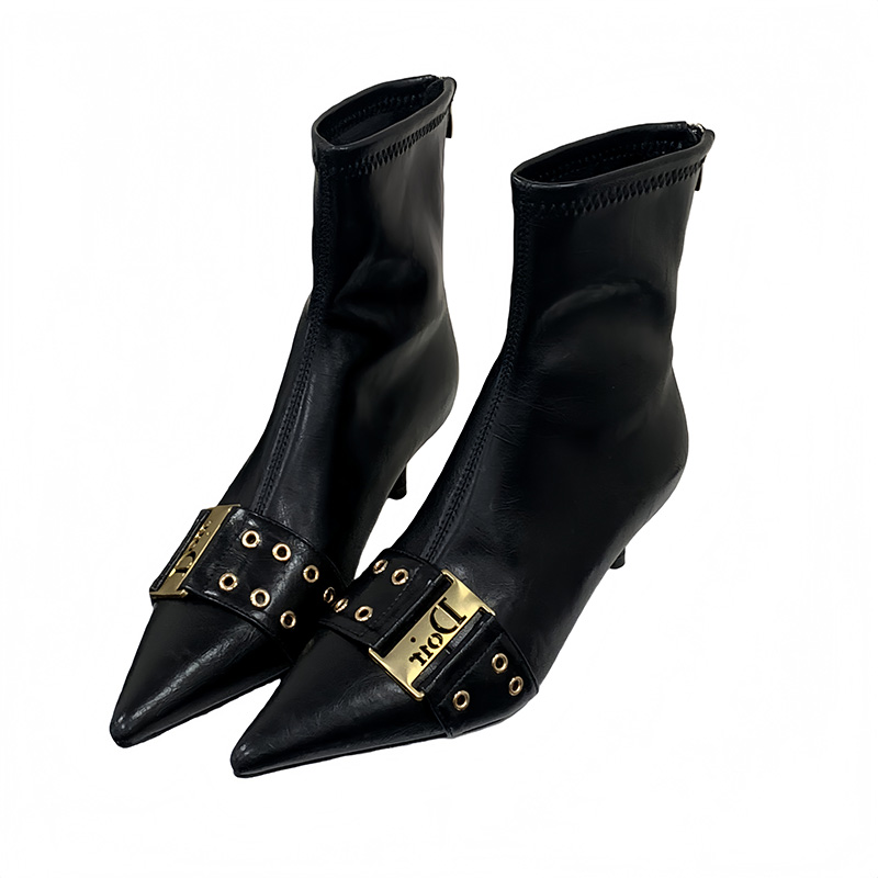 Slim Fit Ankle Boots Women Fashion Leather Belt Decor Pointed Toe High Heel Short Boots Elegant Stretch Boots - Image 5
