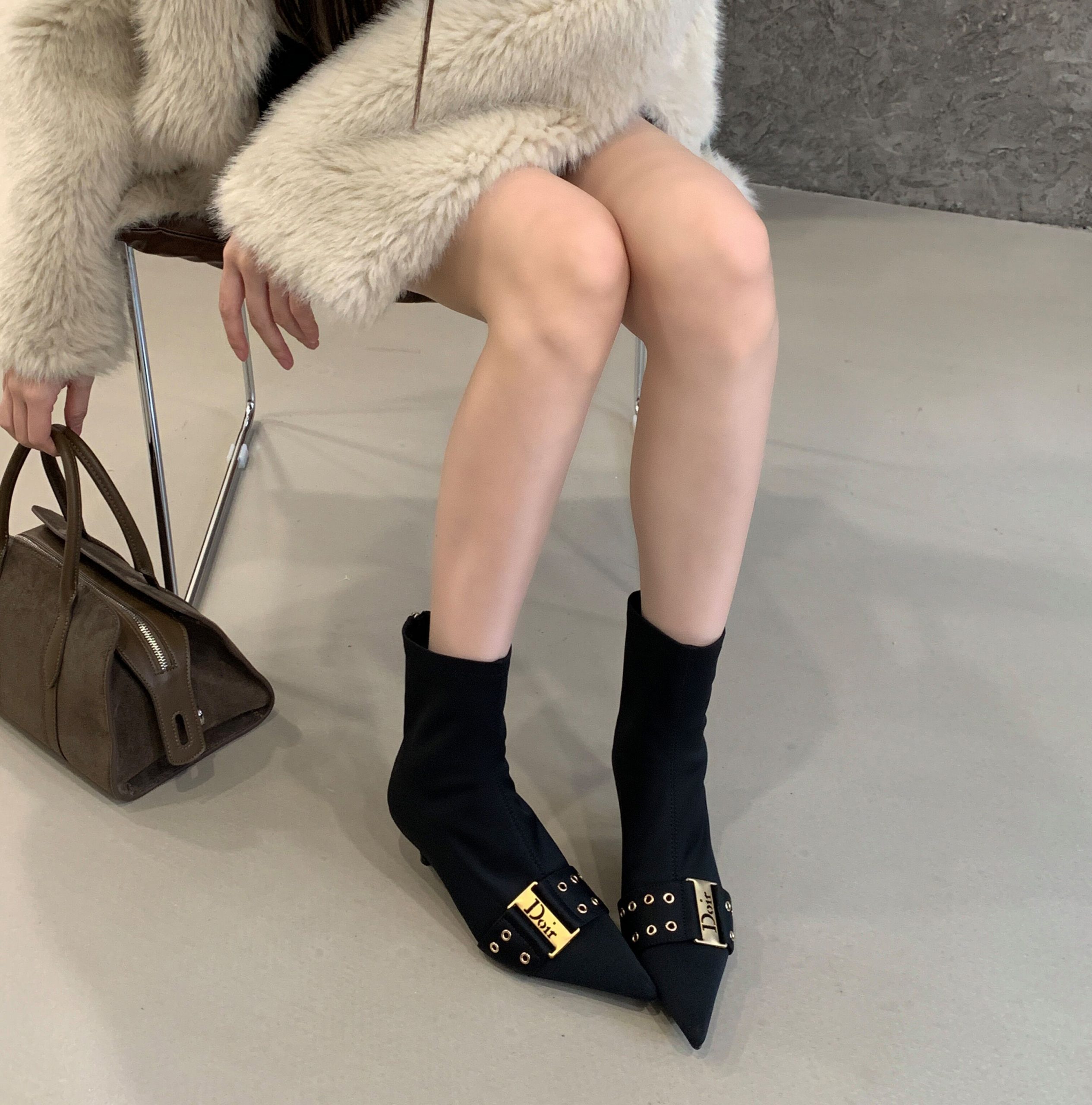 Slim Fit Ankle Boots Women Fashion Leather Belt Decor Pointed Toe High Heel Short Boots Elegant Stretch Boots - Image 3