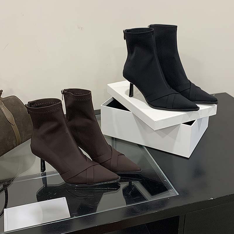 Pointed Toe Ankle Boots for Women 2025 Autumn Winter New Fashion Slim Boots High Heel Short Boots Martin Boots - Image 2