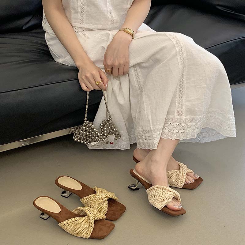 Woven Wedge Roman Sandals for Women Summer Beach Thick Sole Slippers