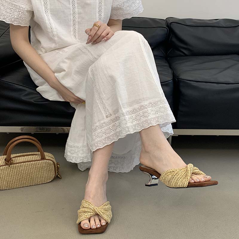 Woven Wedge Roman Sandals for Women Summer Beach Thick Sole Slippers - Image 2