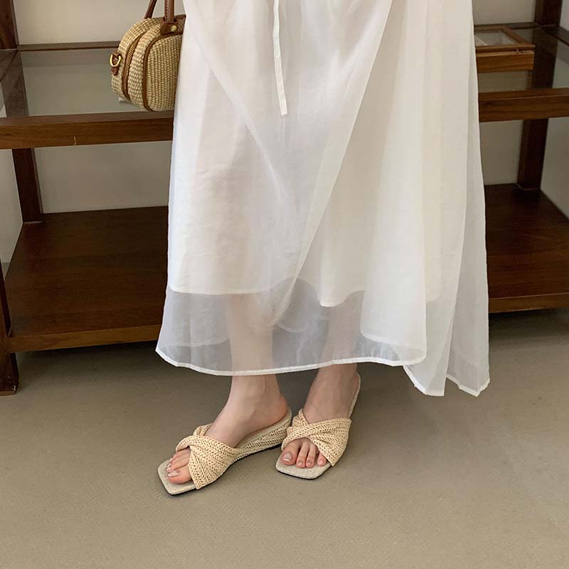 Women's Woven Wedge Slide Sandals 2026 New Boho Style Summer Slippers - Image 2