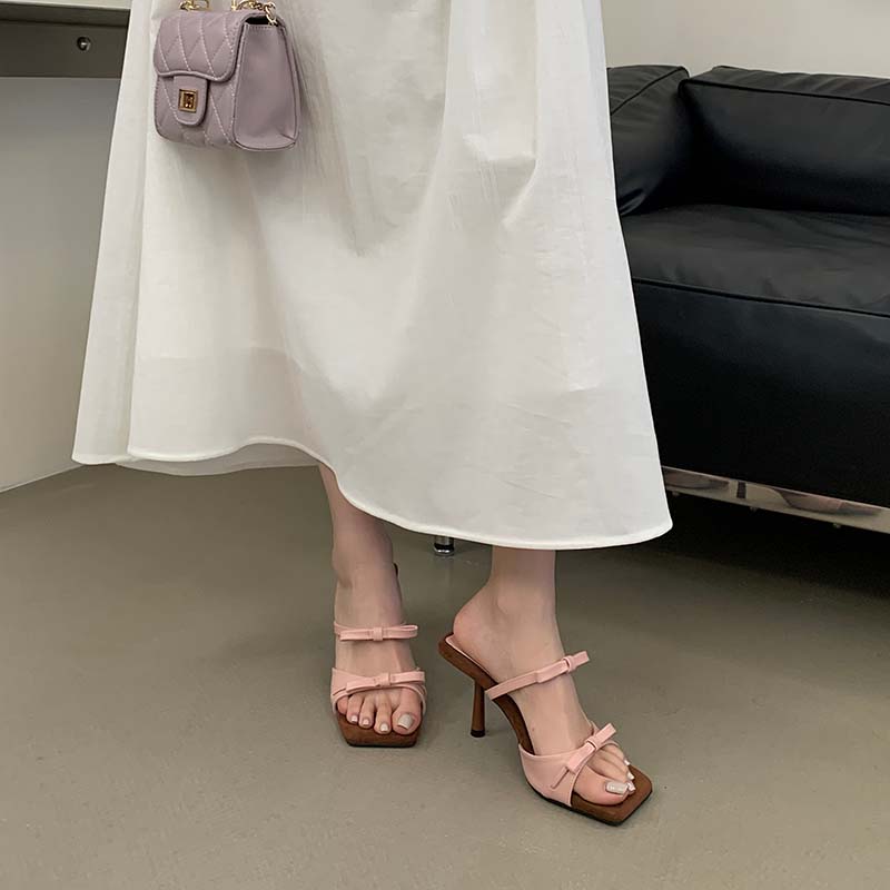 Mi Qiu High Heel Sandals Women Summer 2026 New Style Thin Heel One-Strap Beautiful Slippers Fashion Premium - Image 2